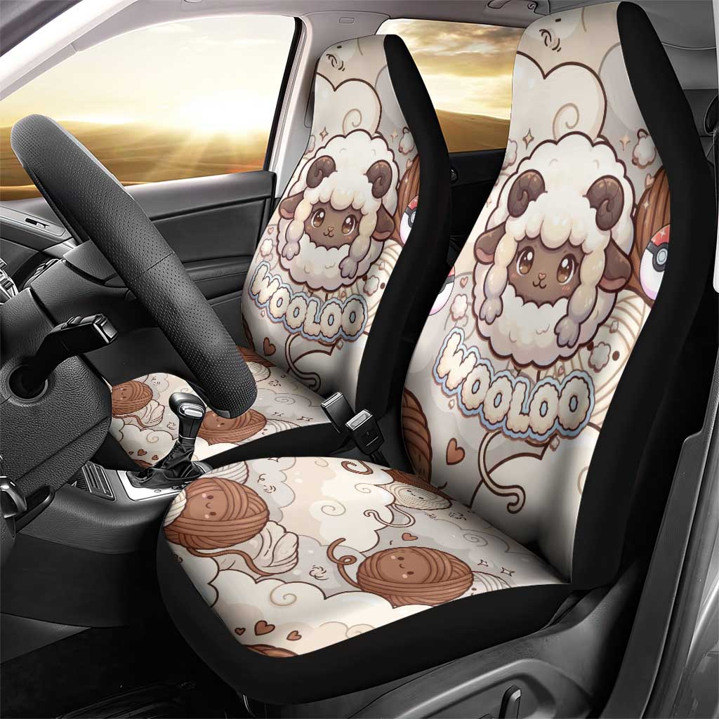 Wooloo Poké Kawaii Art Car Seat Cover Cute Wooloo & Yarn Ball Pattern - Cozy Vibes