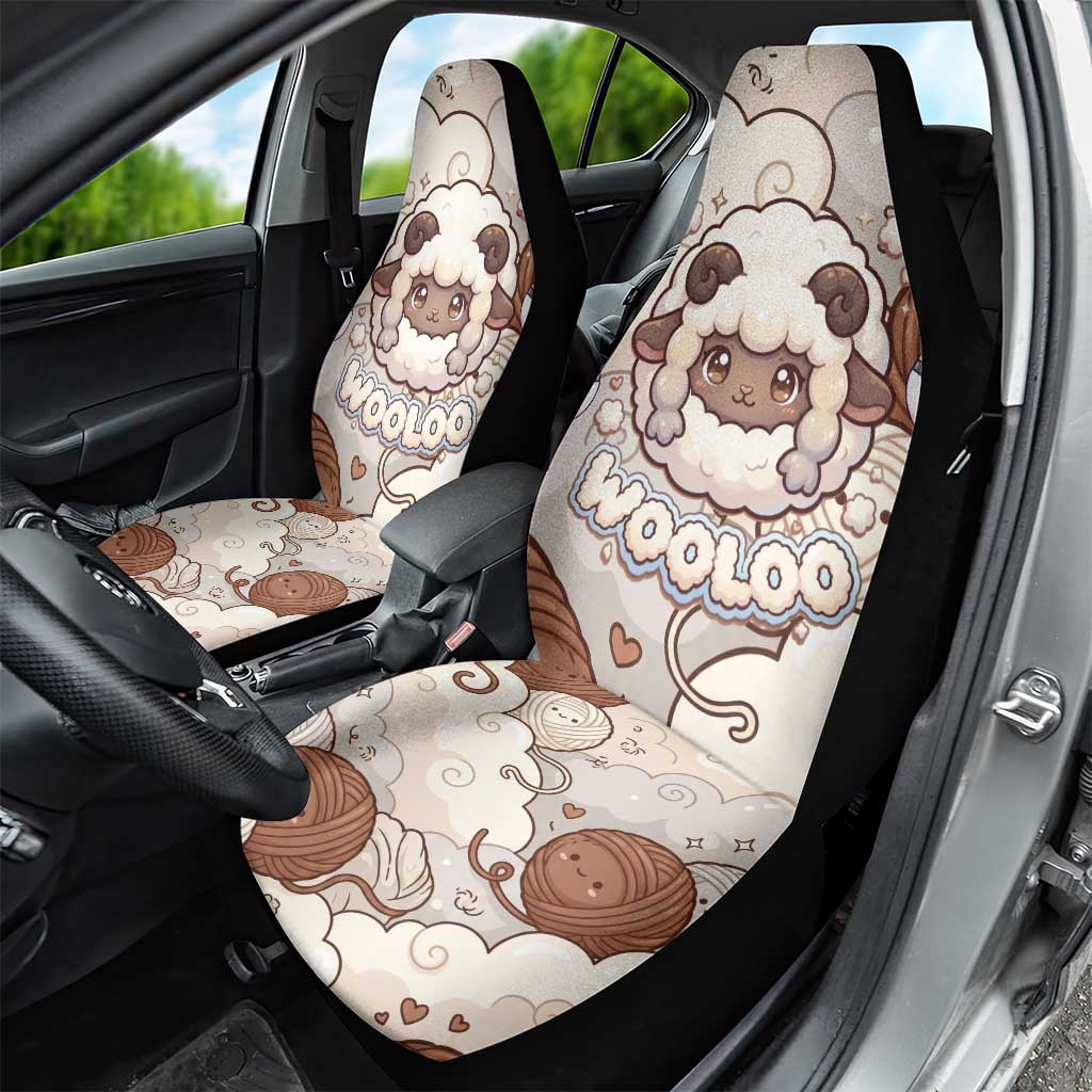 Wooloo Poké Kawaii Art Car Seat Cover Cute Wooloo & Yarn Ball Pattern - Cozy Vibes