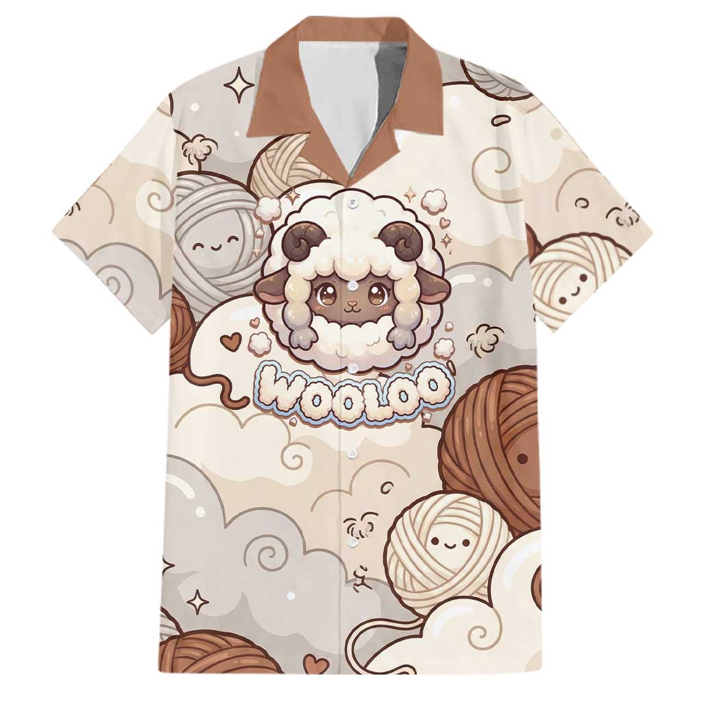 Wooloo Poké Kawaii Art Family Matching Off The Shoulder Long Sleeve Dress and Hawaiian Shirt Cute Wooloo & Yarn Ball Pattern - Cozy Vibes