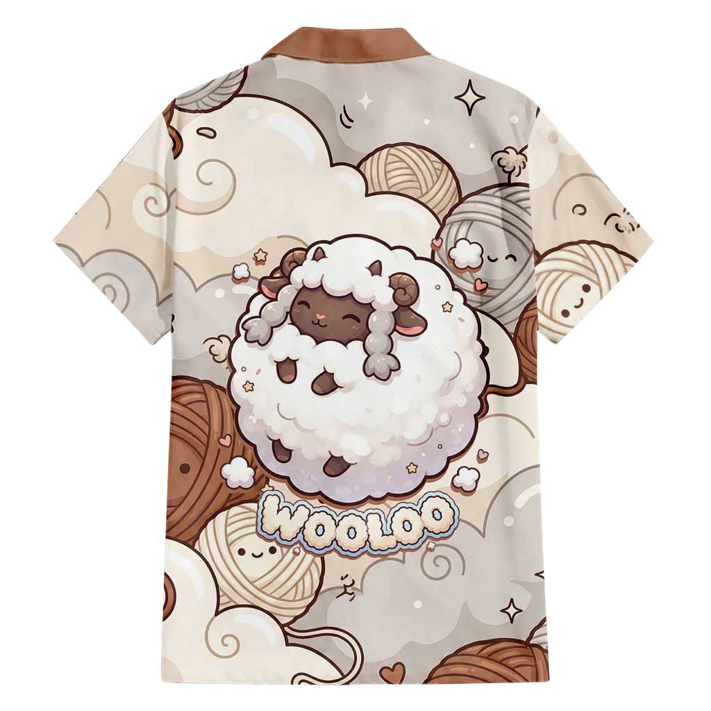 Wooloo Poké Kawaii Art Family Matching Off The Shoulder Long Sleeve Dress and Hawaiian Shirt Cute Wooloo & Yarn Ball Pattern - Cozy Vibes