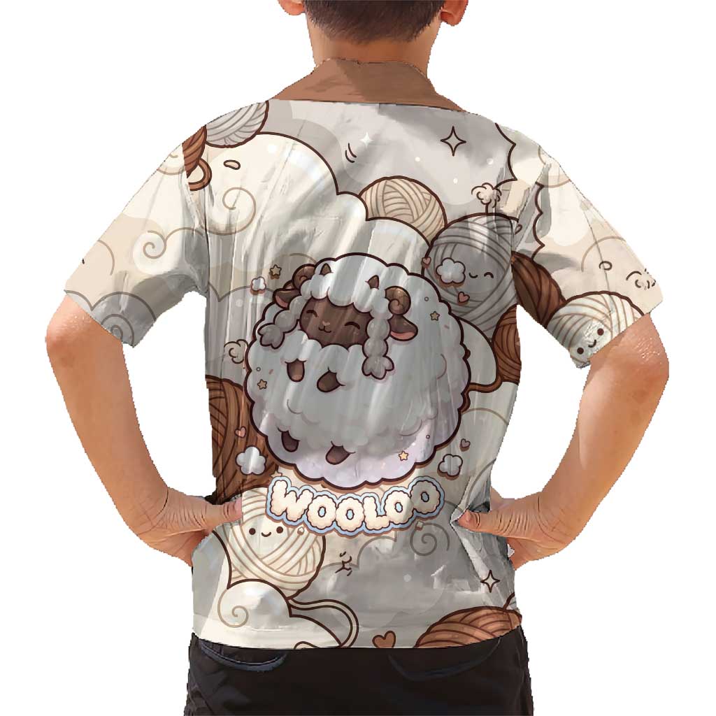 Wooloo Poké Kawaii Art Family Matching Short Sleeve Bodycon Dress and Hawaiian Shirt Cute Wooloo & Yarn Ball Pattern - Cozy Vibes