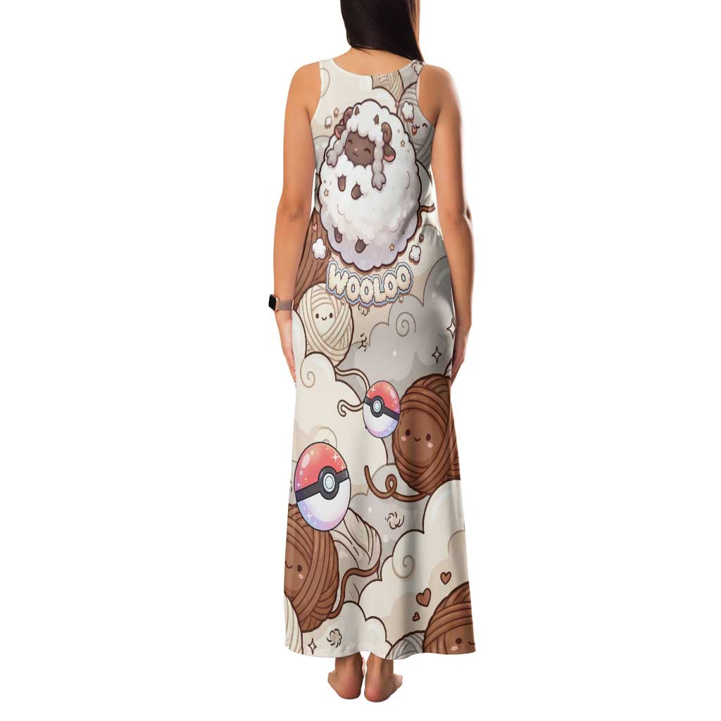 Wooloo Poké Kawaii Art Family Matching Tank Maxi Dress and Hawaiian Shirt Cute Wooloo & Yarn Ball Pattern - Cozy Vibes