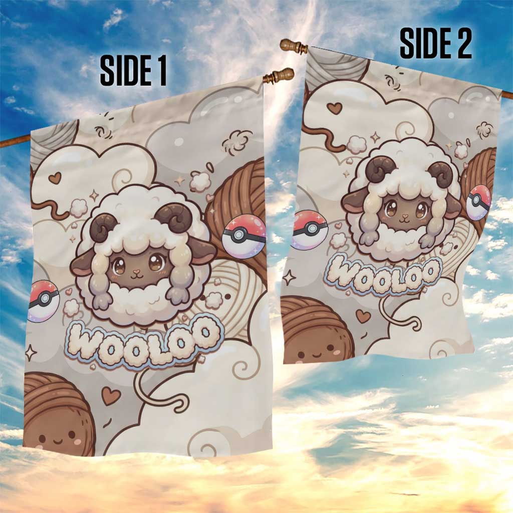 Wooloo Poké Kawaii Art Garden Flag Cute Wooloo & Yarn Ball Pattern - Cozy Vibes