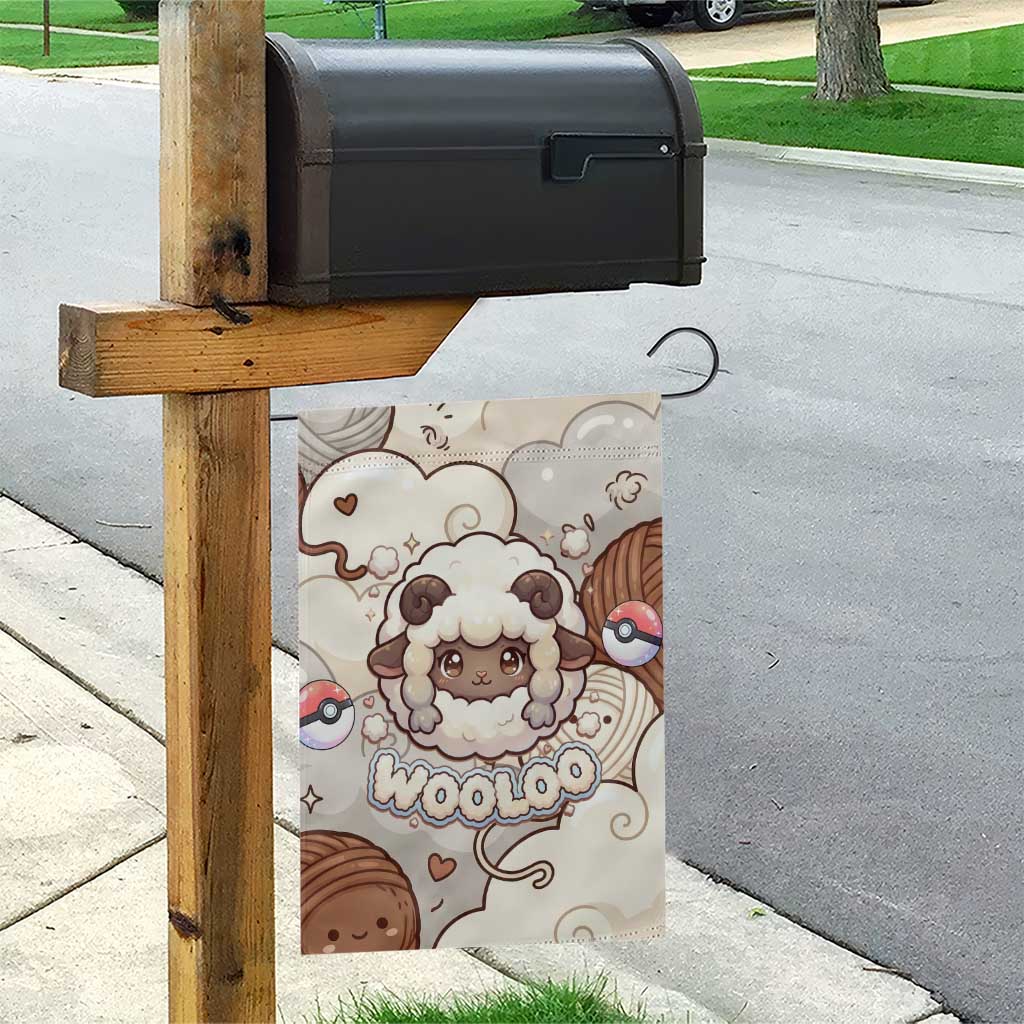 Wooloo Poké Kawaii Art Garden Flag Cute Wooloo & Yarn Ball Pattern - Cozy Vibes