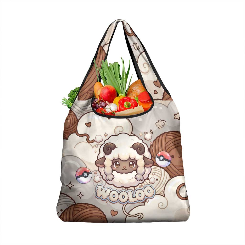 Wooloo Poké Kawaii Art Grocery Bag Cute Wooloo & Yarn Ball Pattern - Cozy Vibes