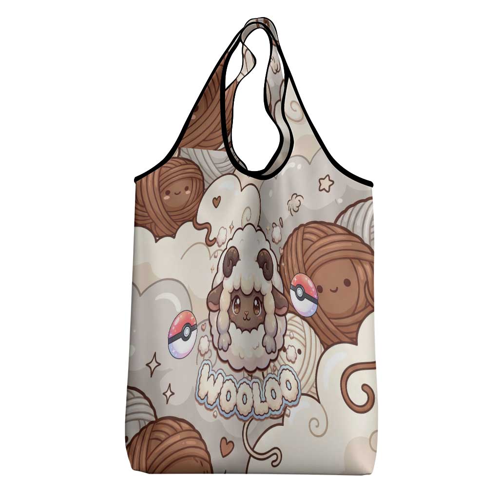 Wooloo Poké Kawaii Art Grocery Bag Cute Wooloo & Yarn Ball Pattern - Cozy Vibes