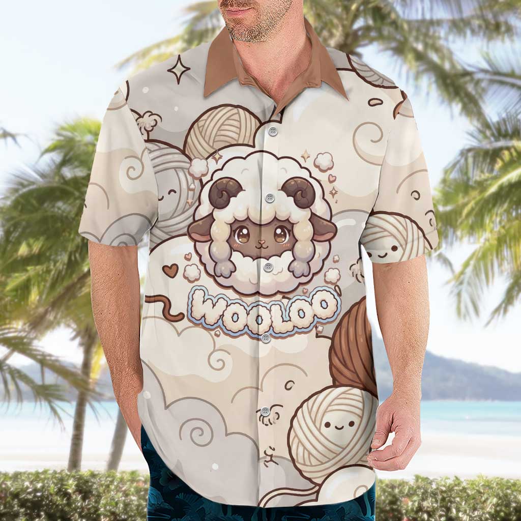 Wooloo Poké Kawaii Art Hawaiian Shirt Cute Wooloo & Yarn Ball Pattern - Cozy Vibes