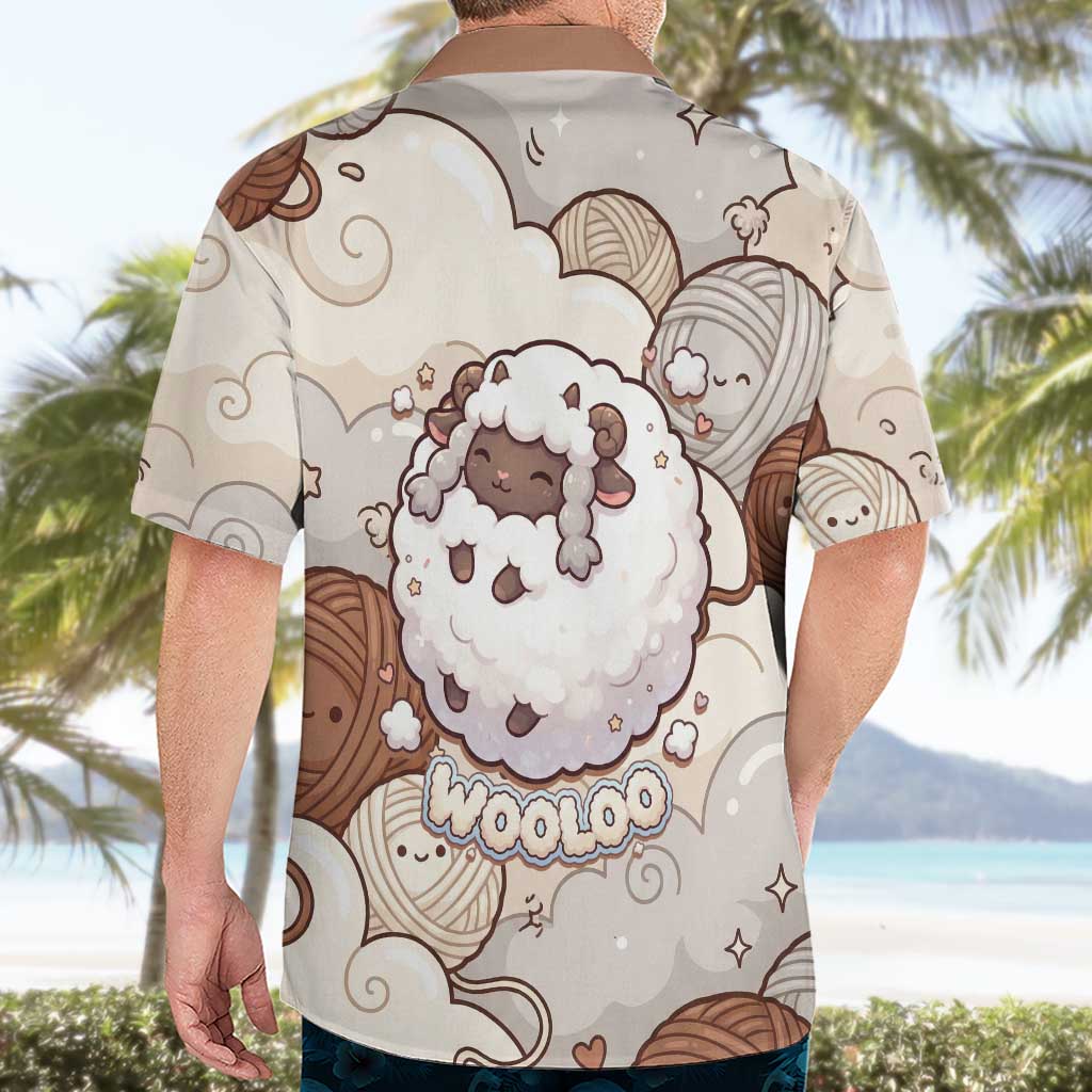Wooloo Poké Kawaii Art Hawaiian Shirt Cute Wooloo & Yarn Ball Pattern - Cozy Vibes