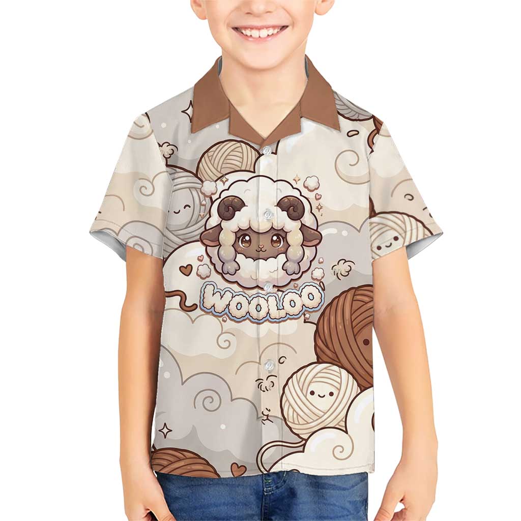 Wooloo Poké Kawaii Art Hawaiian Shirt Cute Wooloo & Yarn Ball Pattern - Cozy Vibes