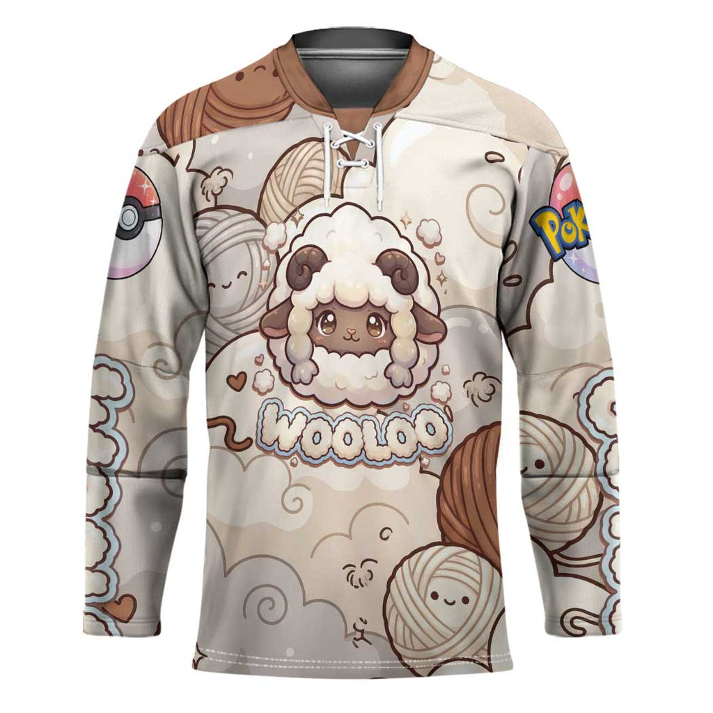 Wooloo Poké Kawaii Art Hockey Jersey Cute Wooloo & Yarn Ball Pattern - Cozy Vibes