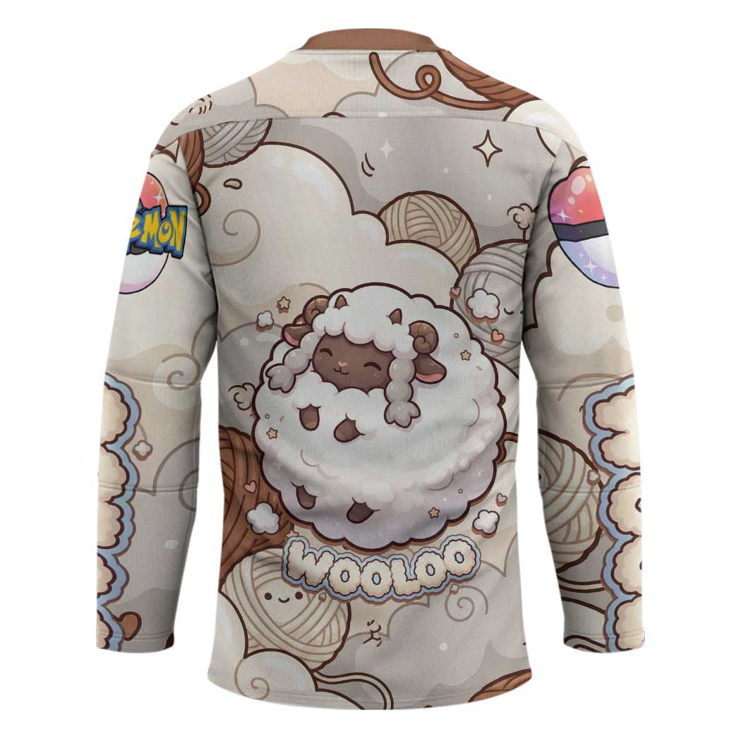 Wooloo Poké Kawaii Art Hockey Jersey Cute Wooloo & Yarn Ball Pattern - Cozy Vibes