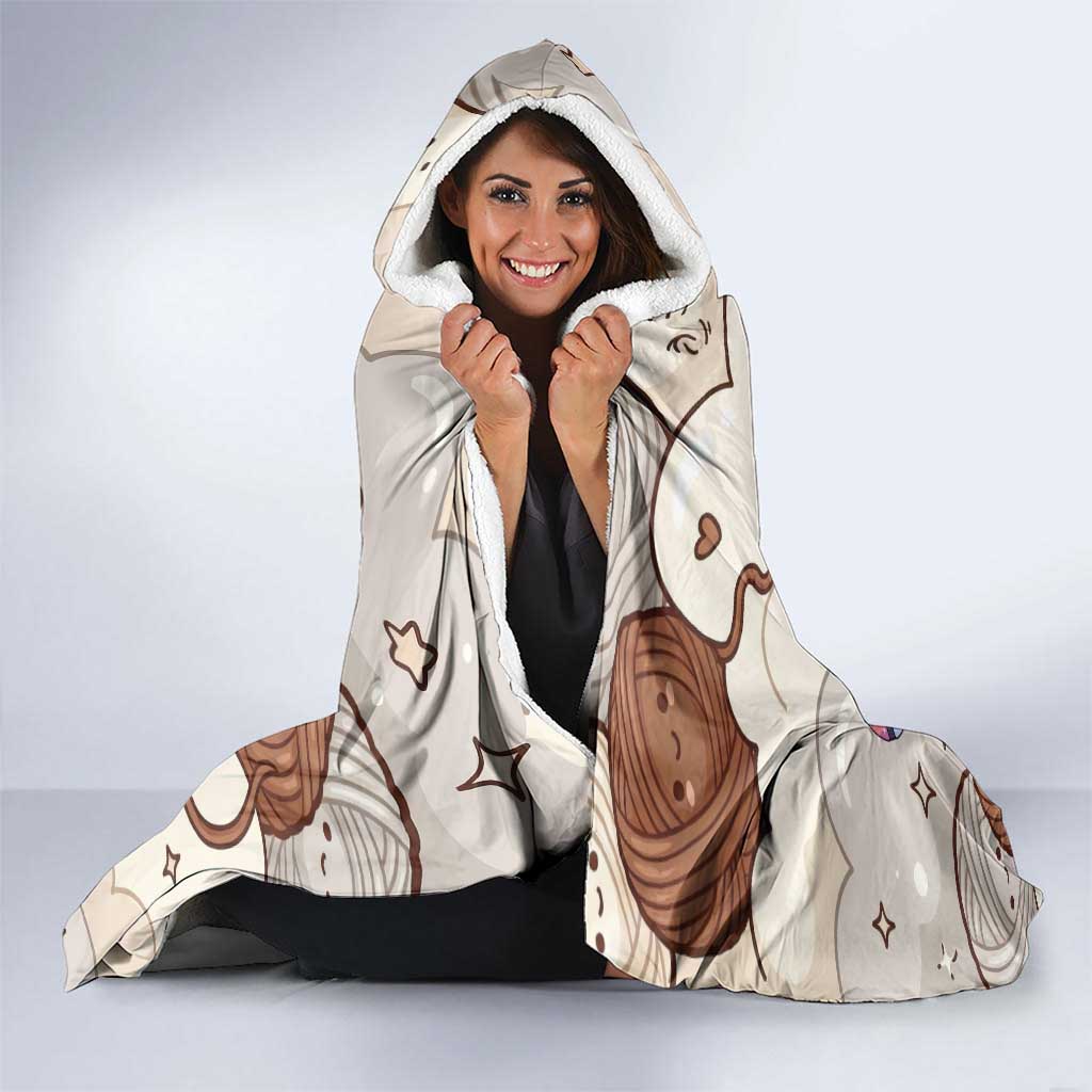 Wooloo Poké Kawaii Art Hooded Blanket Cute Wooloo & Yarn Ball Pattern - Cozy Vibes