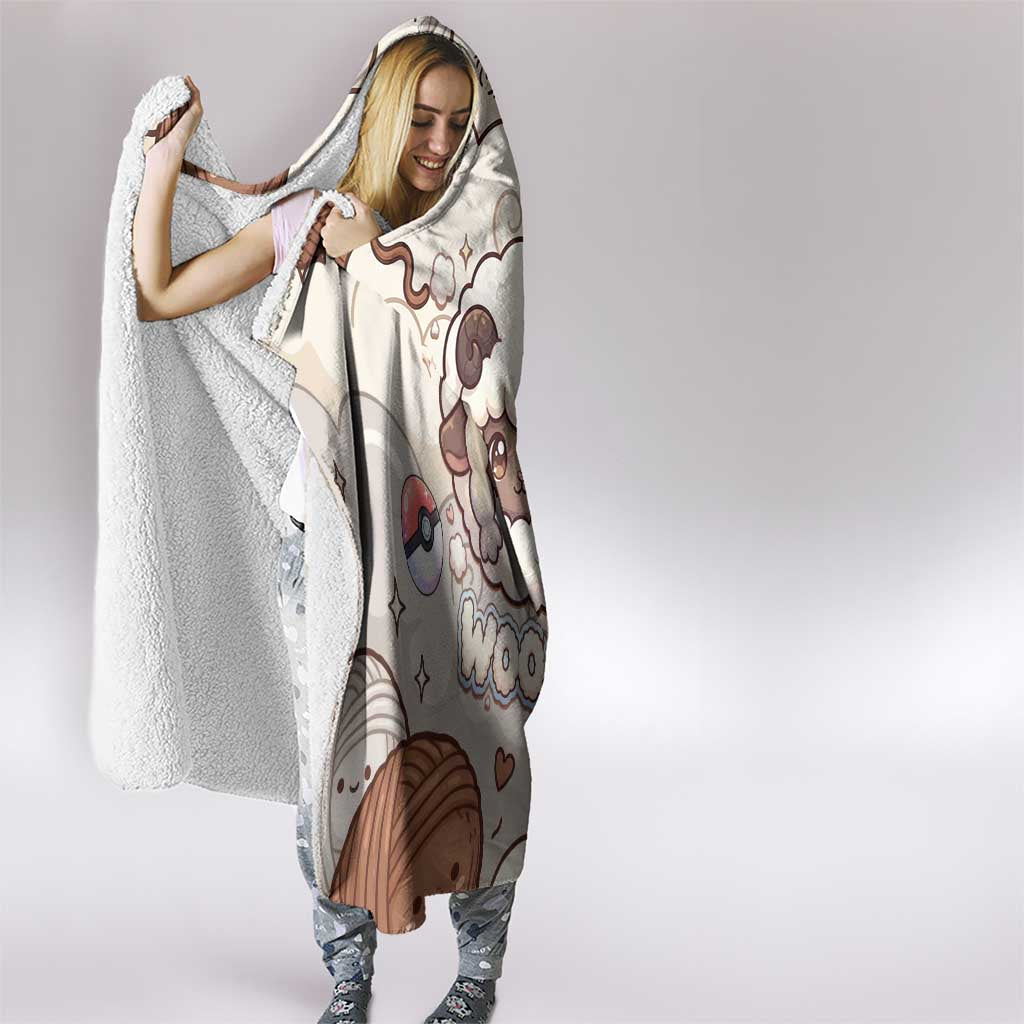 Wooloo Poké Kawaii Art Hooded Blanket Cute Wooloo & Yarn Ball Pattern - Cozy Vibes