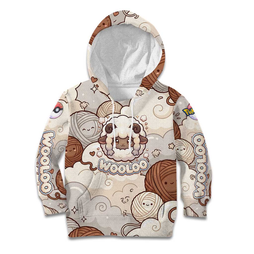 Wooloo Poké Kawaii Art Kid Hoodie Cute Wooloo & Yarn Ball Pattern - Cozy Vibes