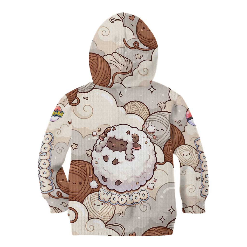 Wooloo Poké Kawaii Art Kid Hoodie Cute Wooloo & Yarn Ball Pattern - Cozy Vibes