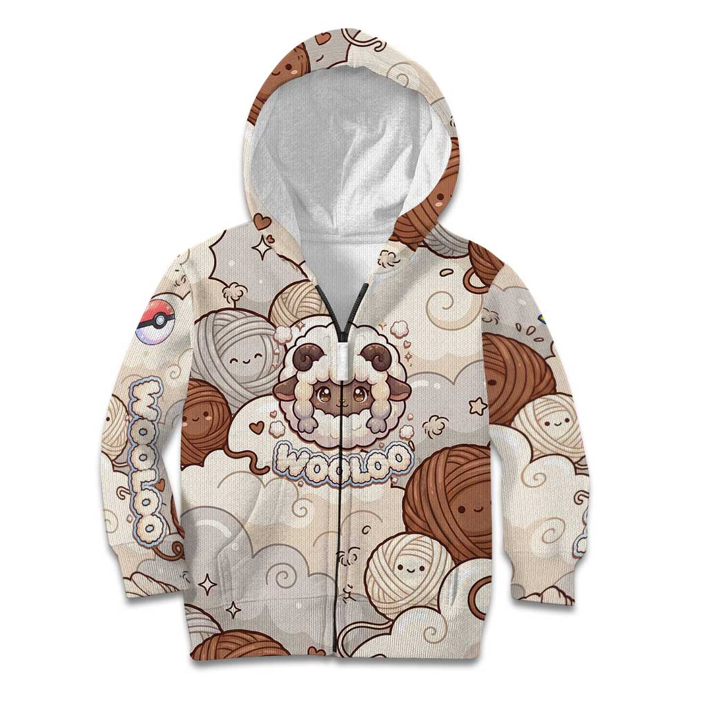 Wooloo Poké Kawaii Art Kid Hoodie Cute Wooloo & Yarn Ball Pattern - Cozy Vibes