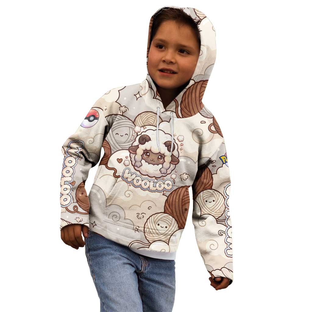 Wooloo Poké Kawaii Art Kid Hoodie Cute Wooloo & Yarn Ball Pattern - Cozy Vibes