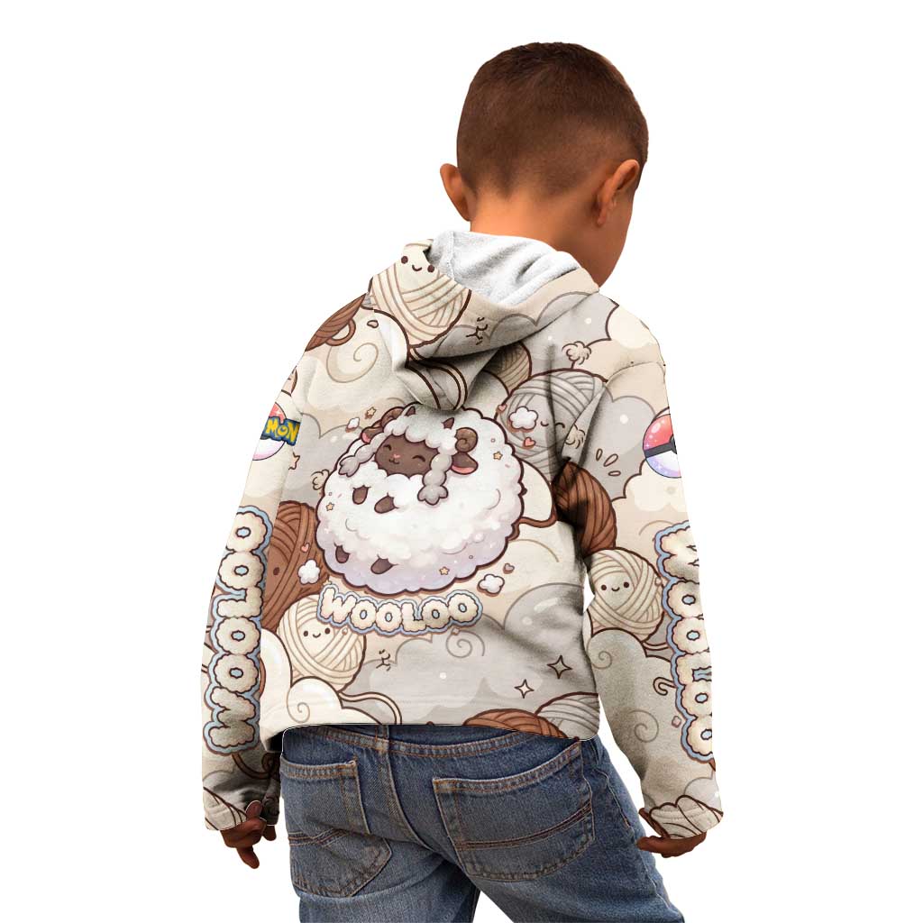 Wooloo Poké Kawaii Art Kid Hoodie Cute Wooloo & Yarn Ball Pattern - Cozy Vibes