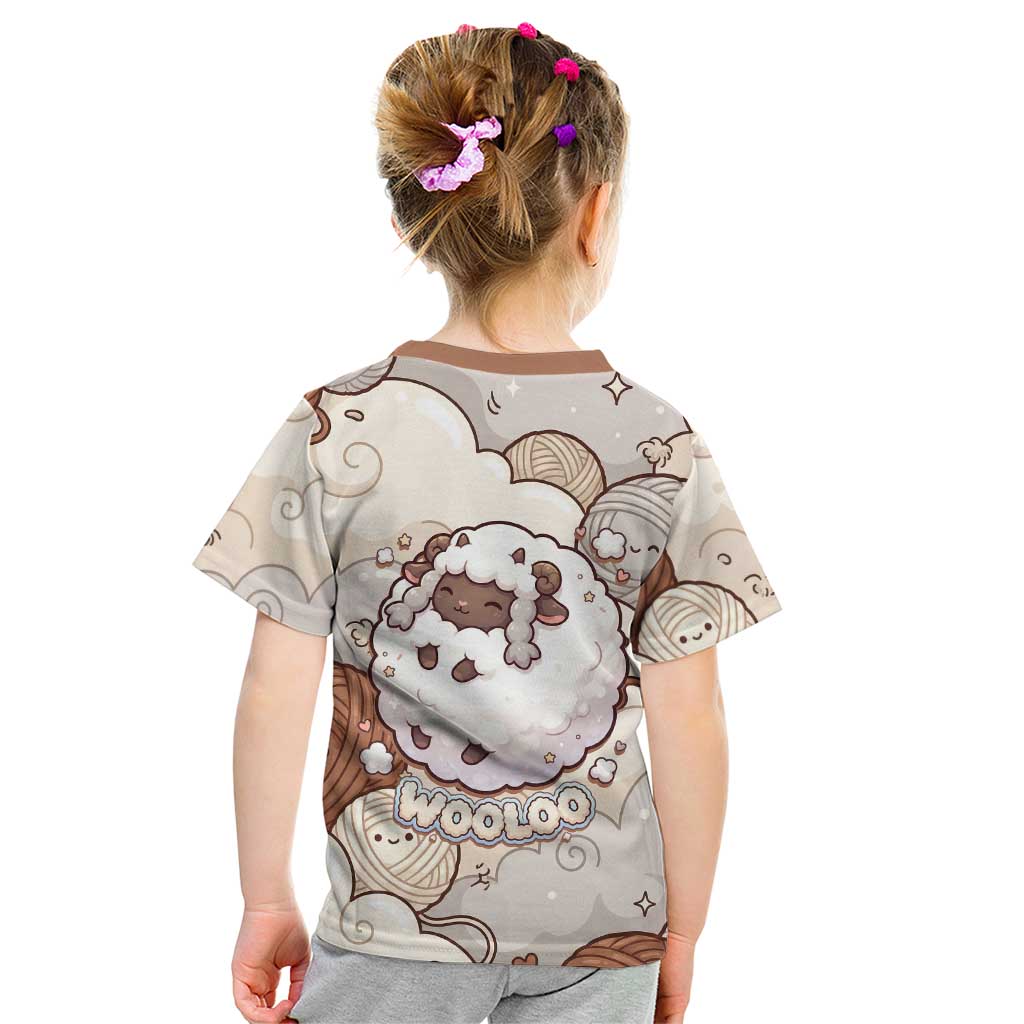 Wooloo Poké Kawaii Art Kid T Shirt Cute Wooloo & Yarn Ball Pattern - Cozy Vibes