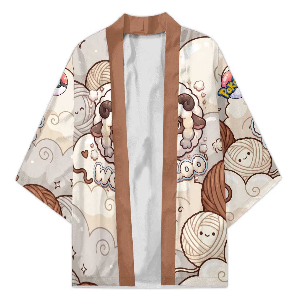 Wooloo Poké Kawaii Art Kimono Cute Wooloo & Yarn Ball Pattern - Cozy Vibes