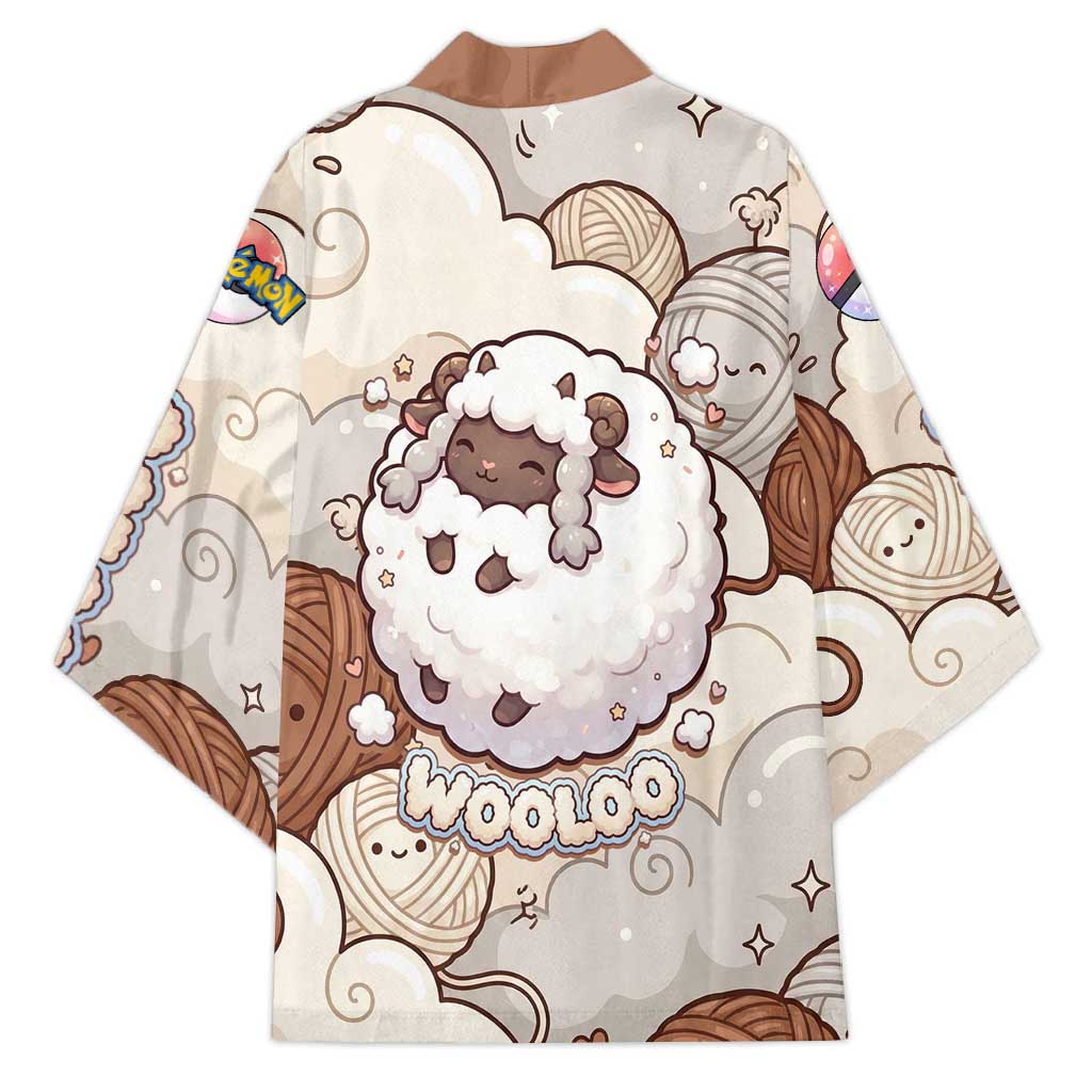 Wooloo Poké Kawaii Art Kimono Cute Wooloo & Yarn Ball Pattern - Cozy Vibes