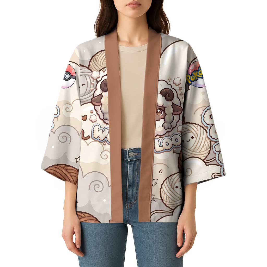 Wooloo Poké Kawaii Art Kimono Cute Wooloo & Yarn Ball Pattern - Cozy Vibes