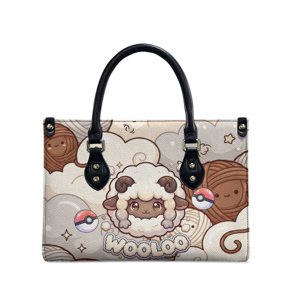 Wooloo Poké Kawaii Art Leather Bag Cute Wooloo & Yarn Ball Pattern - Cozy Vibes