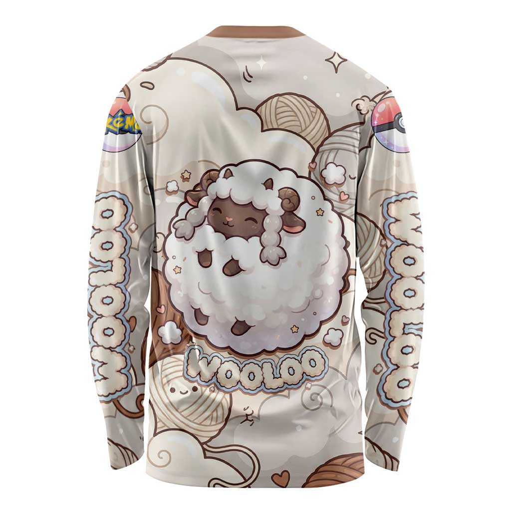 Wooloo Poké Kawaii Art Long Sleeve Shirt Cute Wooloo & Yarn Ball Pattern - Cozy Vibes