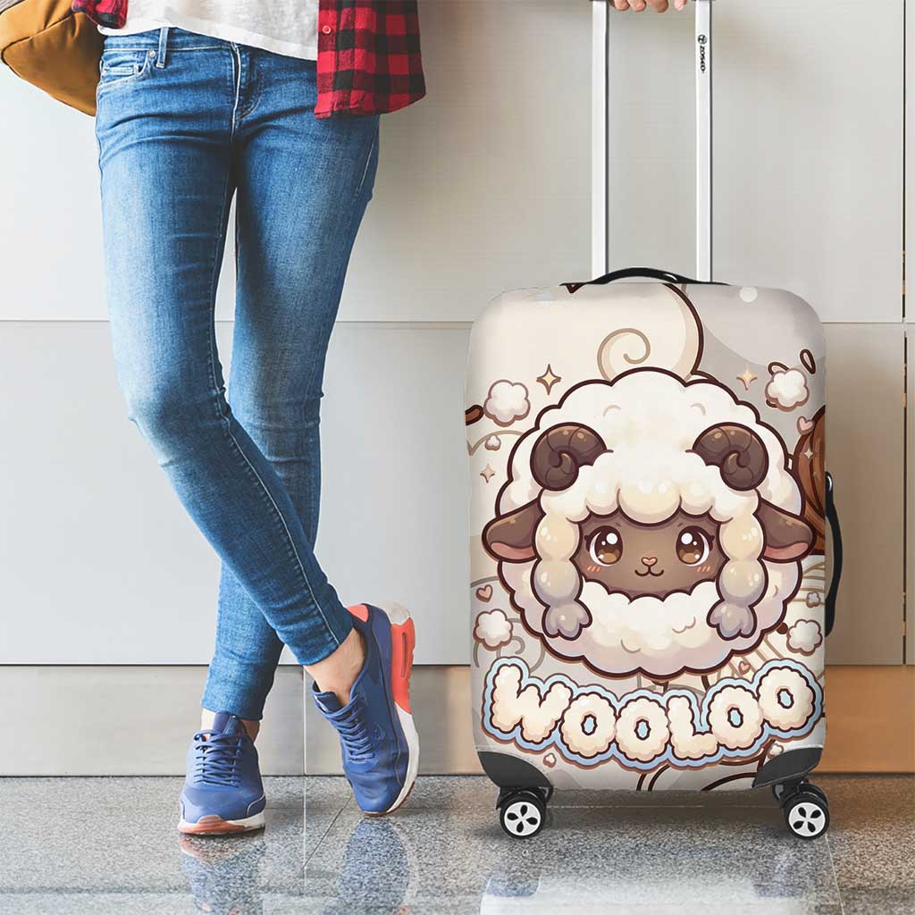 Wooloo Poké Kawaii Art Luggage Cover Cute Wooloo & Yarn Ball Pattern - Cozy Vibes