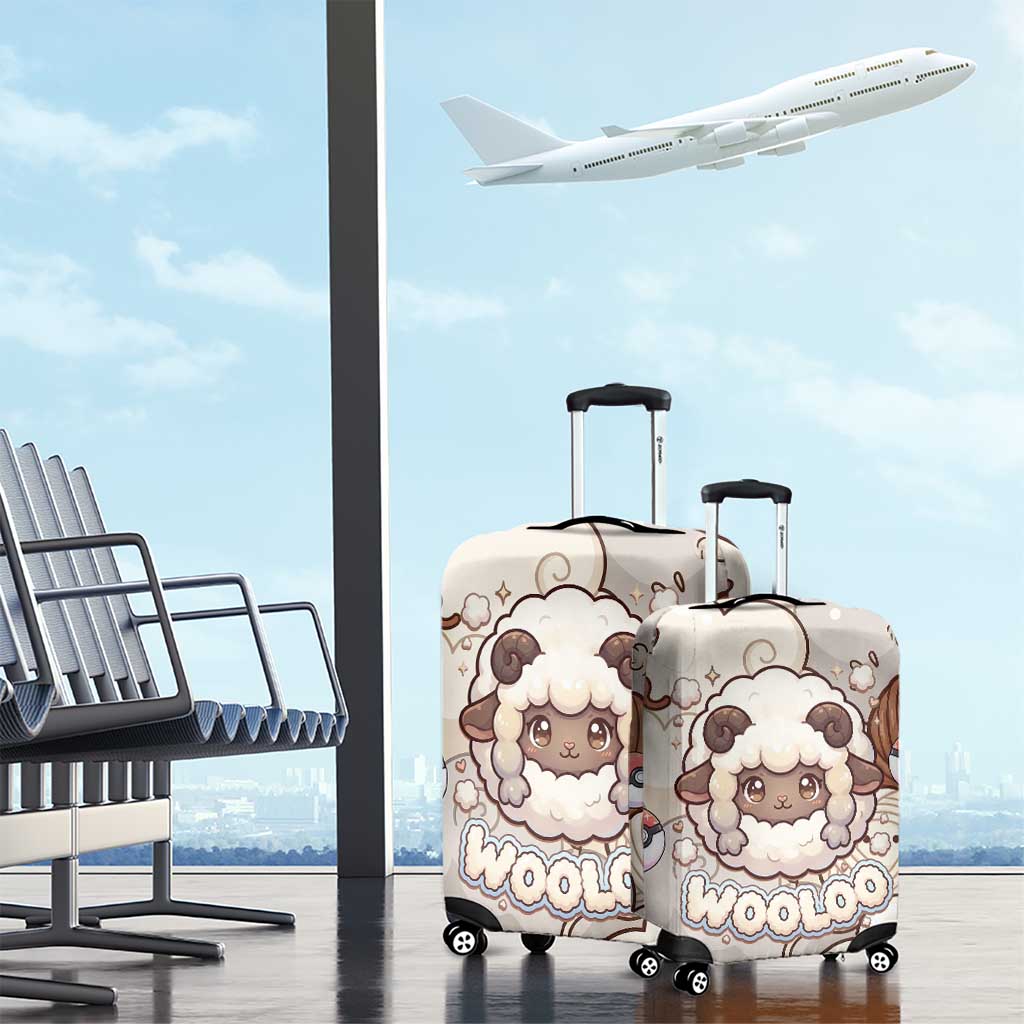 Wooloo Poké Kawaii Art Luggage Cover Cute Wooloo & Yarn Ball Pattern - Cozy Vibes