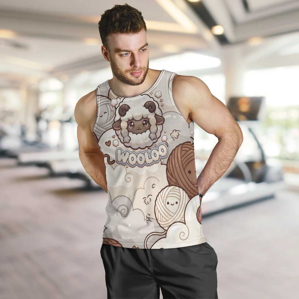 Wooloo Poké Kawaii Art Men Tank Top Cute Wooloo & Yarn Ball Pattern - Cozy Vibes