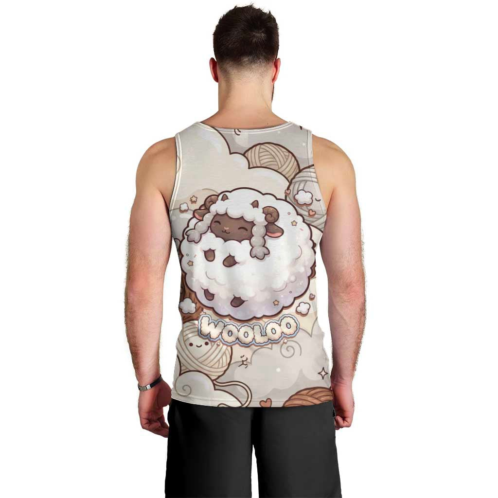Wooloo Poké Kawaii Art Men Tank Top Cute Wooloo & Yarn Ball Pattern - Cozy Vibes