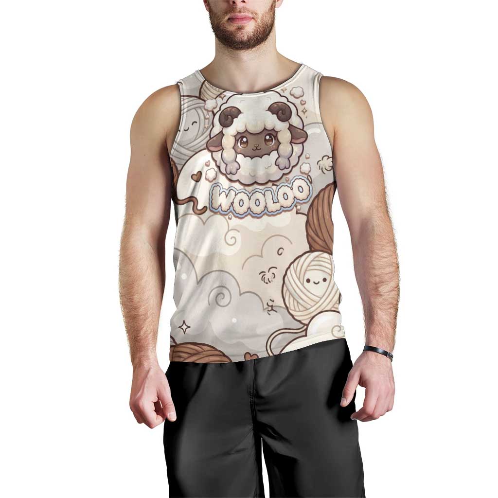 Wooloo Poké Kawaii Art Men Tank Top Cute Wooloo & Yarn Ball Pattern - Cozy Vibes