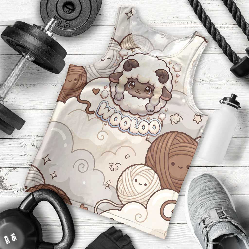 Wooloo Poké Kawaii Art Men Tank Top Cute Wooloo & Yarn Ball Pattern - Cozy Vibes