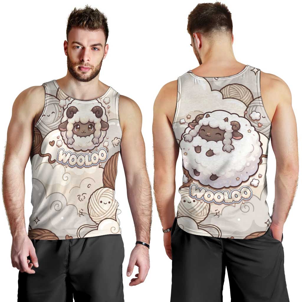 Wooloo Poké Kawaii Art Men Tank Top Cute Wooloo & Yarn Ball Pattern - Cozy Vibes