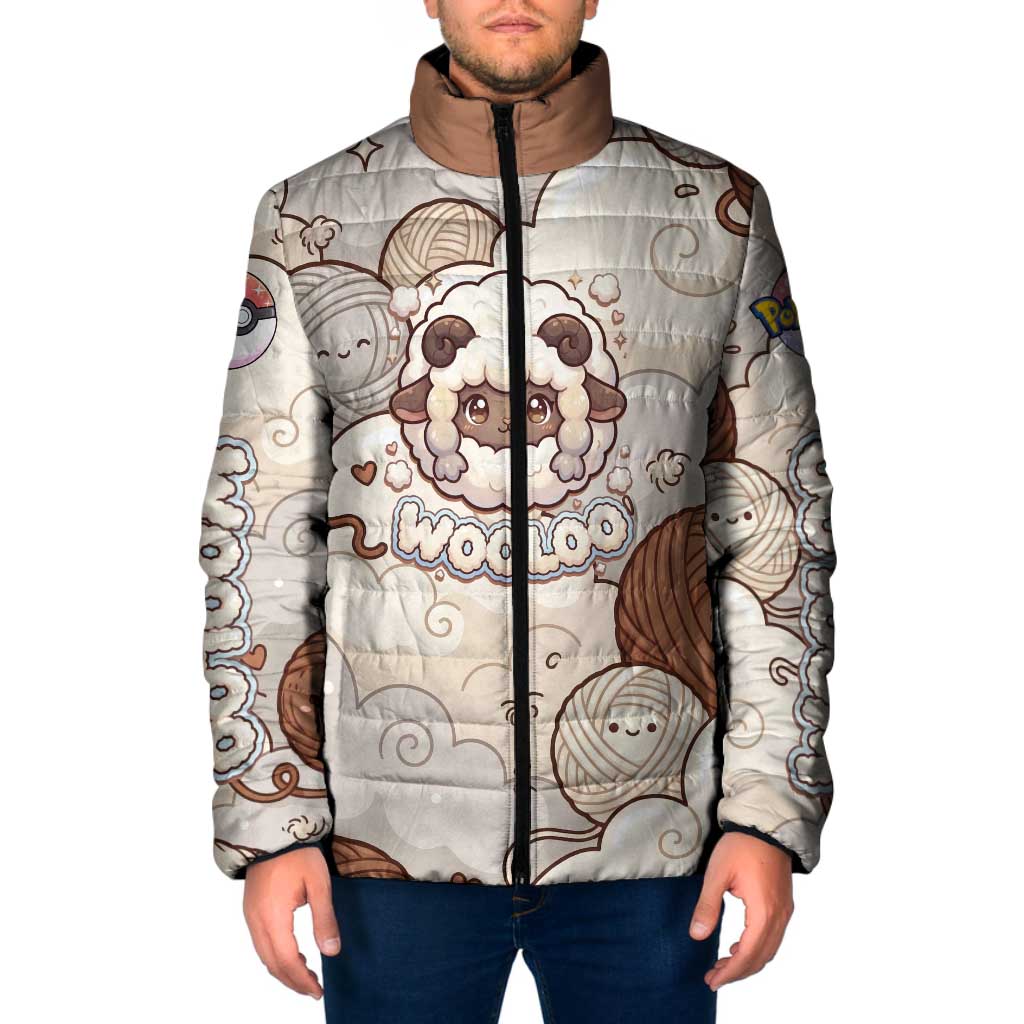 Wooloo Poké Kawaii Art Padded Jacket Cute Wooloo & Yarn Ball Pattern - Cozy Vibes