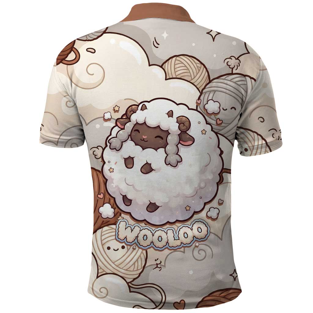 Wooloo Poké Kawaii Art Polo Shirt Cute Wooloo & Yarn Ball Pattern - Cozy Vibes