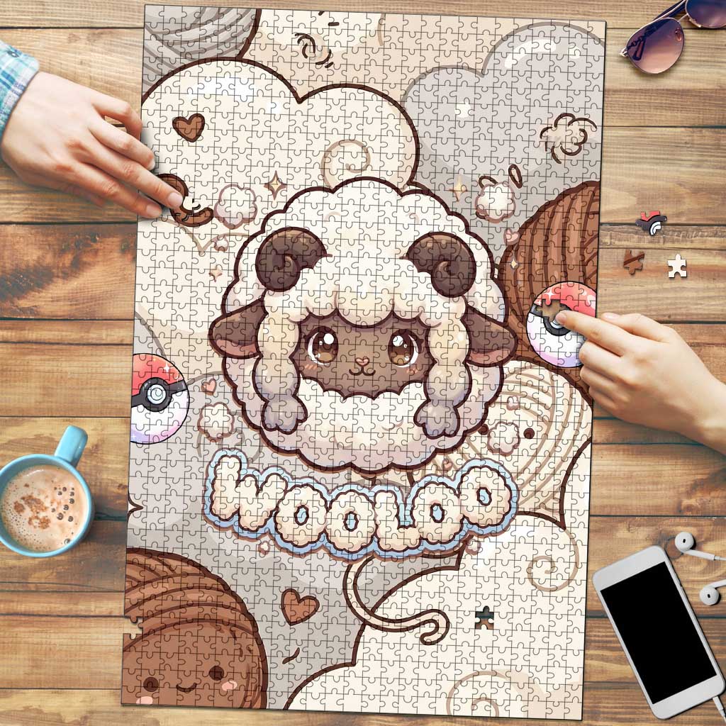 Wooloo Poké Kawaii Art Puzzle Cute Wooloo & Yarn Ball Pattern - Cozy Vibes