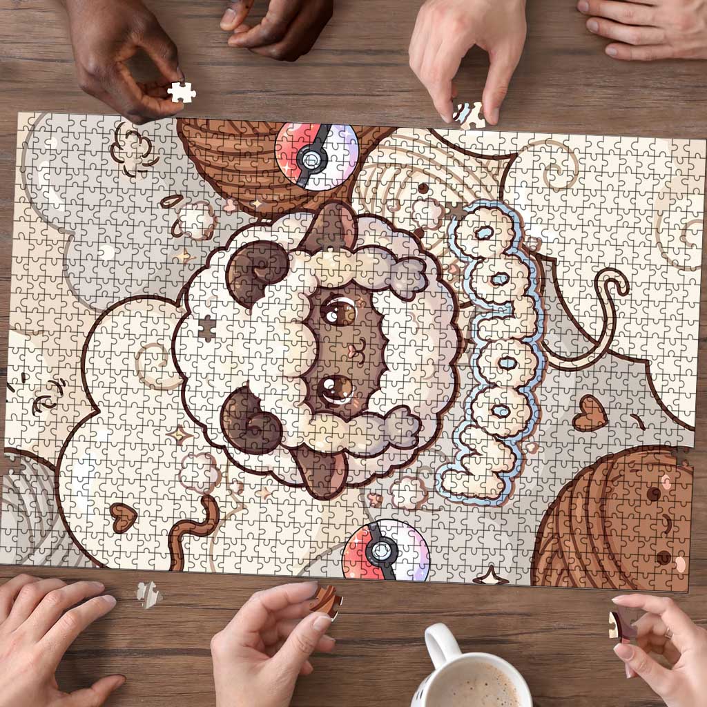 Wooloo Poké Kawaii Art Puzzle Cute Wooloo & Yarn Ball Pattern - Cozy Vibes