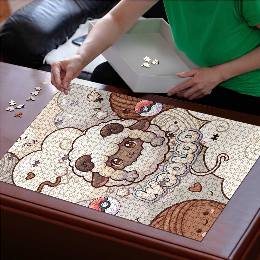 Wooloo Poké Kawaii Art Puzzle Cute Wooloo & Yarn Ball Pattern - Cozy Vibes