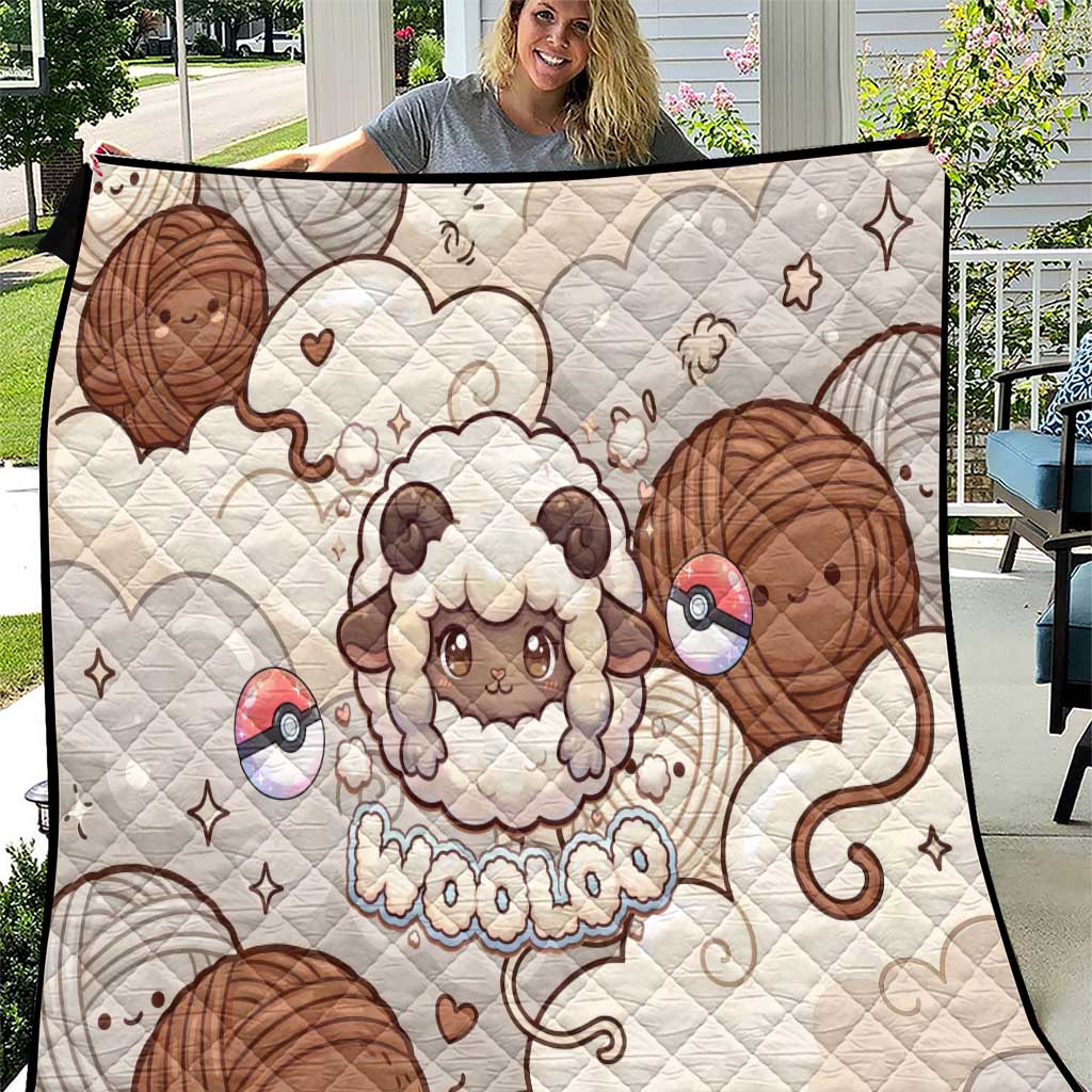 Wooloo Poké Kawaii Art Quilt Cute Wooloo & Yarn Ball Pattern - Cozy Vibes