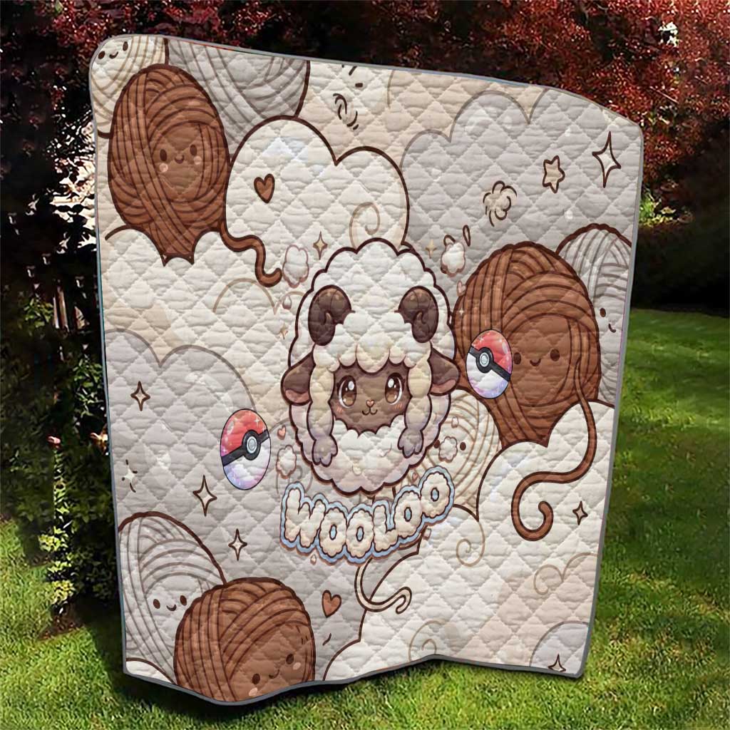 Wooloo Poké Kawaii Art Quilt Cute Wooloo & Yarn Ball Pattern - Cozy Vibes