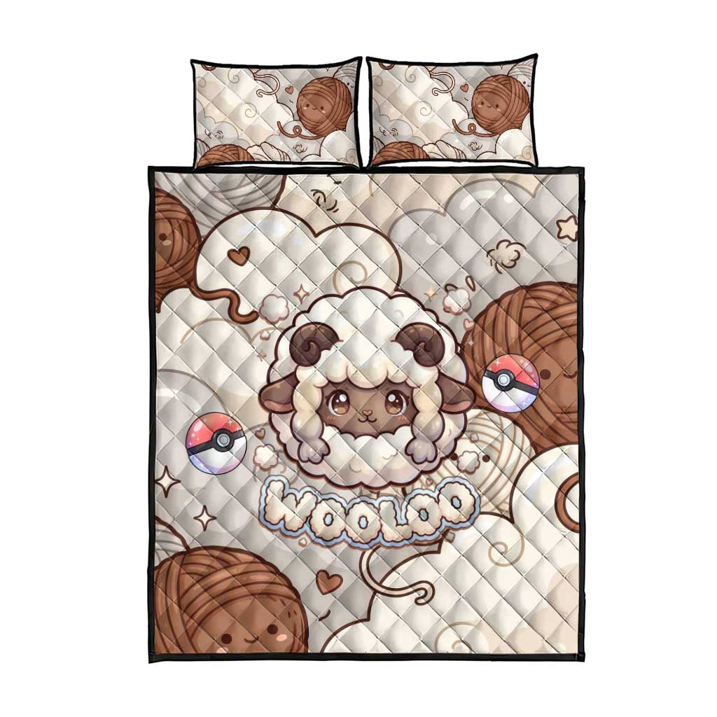 Wooloo Poké Kawaii Art Quilt Bed Set Cute Wooloo & Yarn Ball Pattern - Cozy Vibes