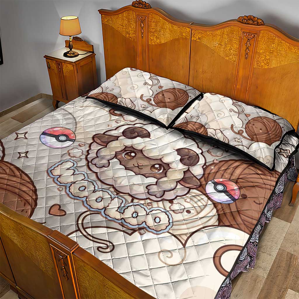Wooloo Poké Kawaii Art Quilt Bed Set Cute Wooloo & Yarn Ball Pattern - Cozy Vibes