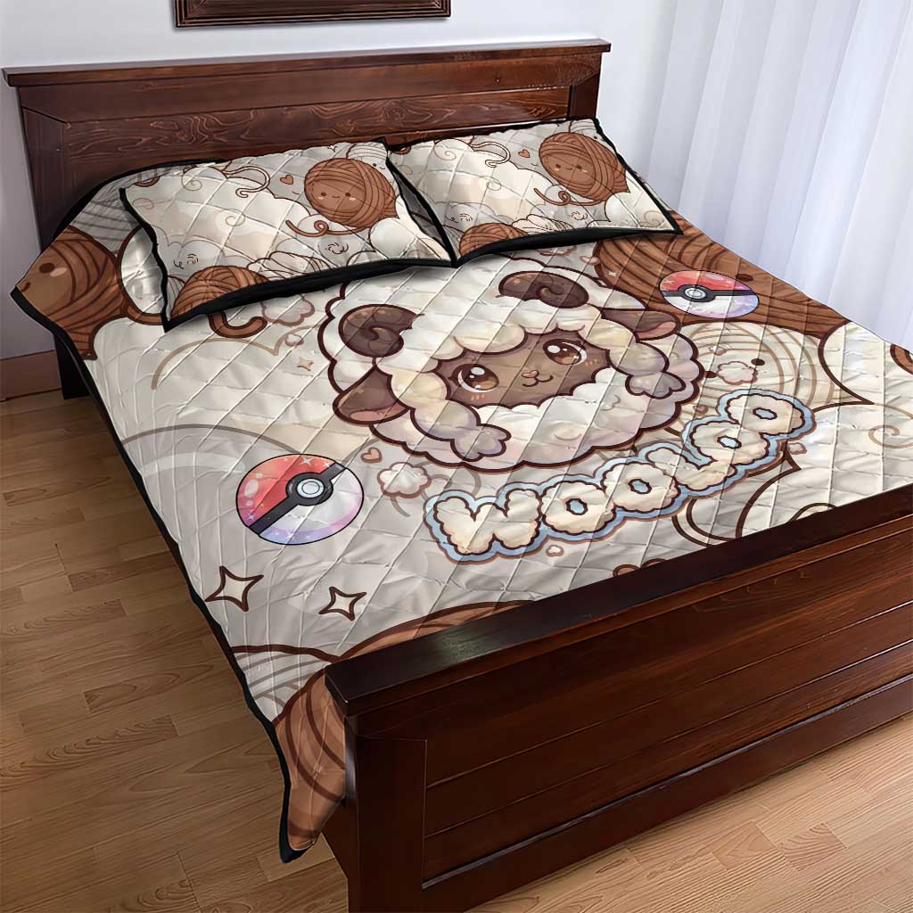 Wooloo Poké Kawaii Art Quilt Bed Set Cute Wooloo & Yarn Ball Pattern - Cozy Vibes