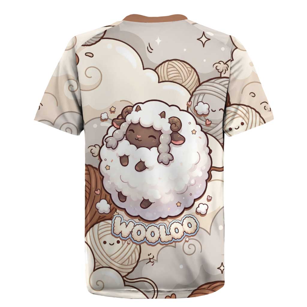 Wooloo Poké Kawaii Art Rugby Jersey Cute Wooloo & Yarn Ball Pattern - Cozy Vibes