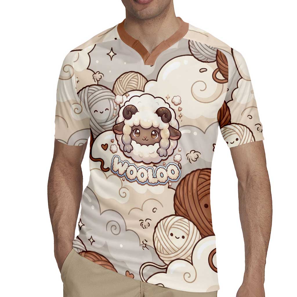 Wooloo Poké Kawaii Art Rugby Jersey Cute Wooloo & Yarn Ball Pattern - Cozy Vibes