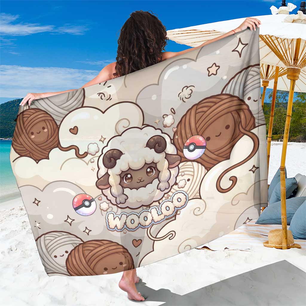 Wooloo Poké Kawaii Art Sarong Cute Wooloo & Yarn Ball Pattern - Cozy Vibes
