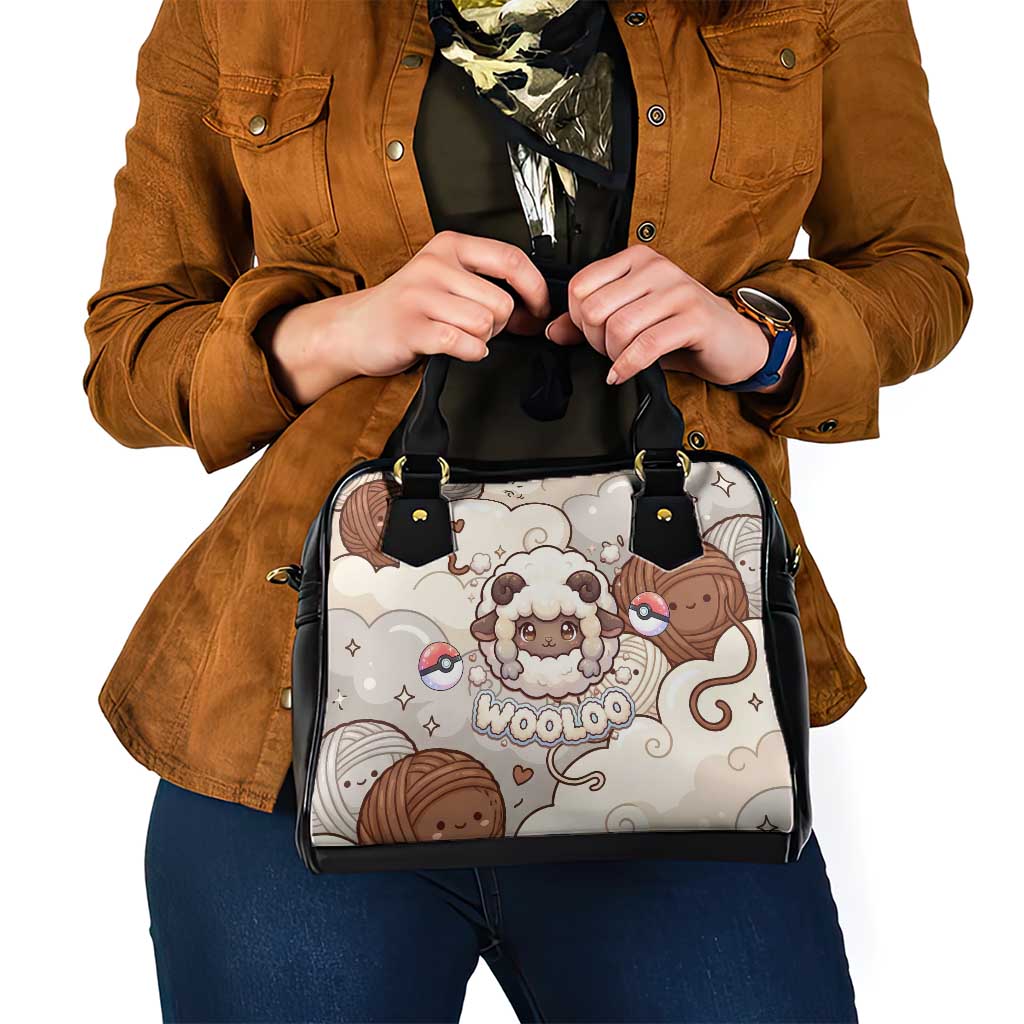 Wooloo Poké Kawaii Art Shoulder Handbag Cute Wooloo & Yarn Ball Pattern - Cozy Vibes
