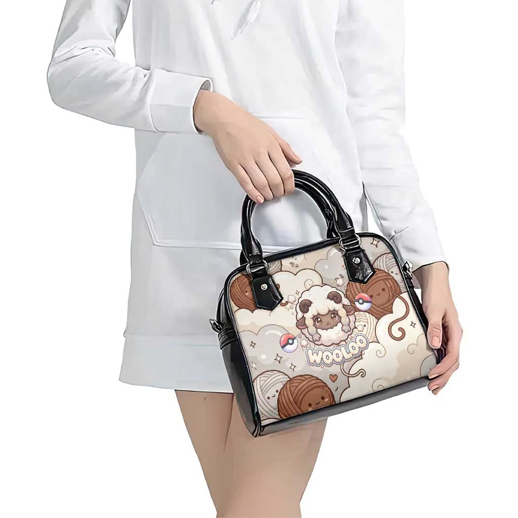 Wooloo Poké Kawaii Art Shoulder Handbag Cute Wooloo & Yarn Ball Pattern - Cozy Vibes